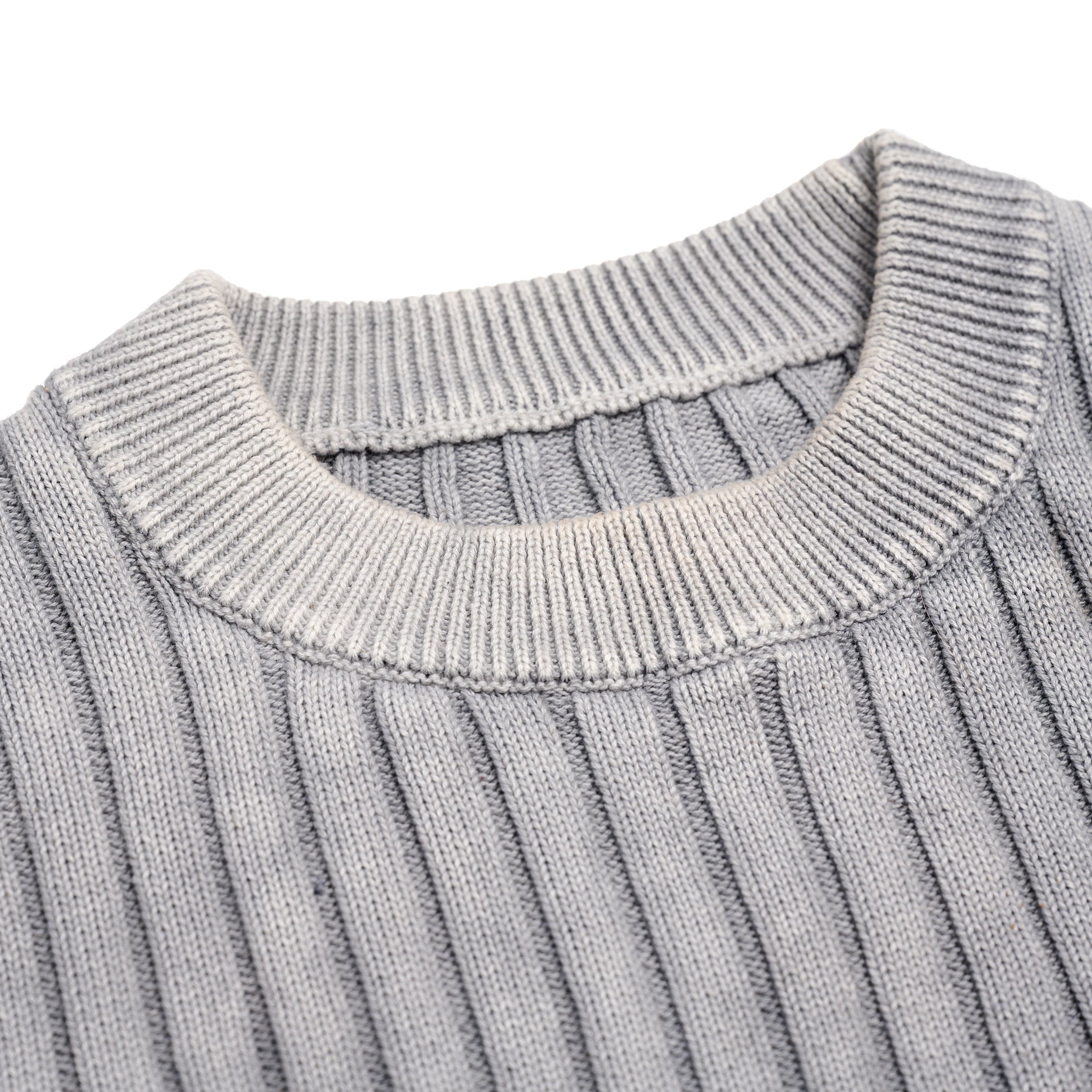 Acid Washed Knit Sweater Gray