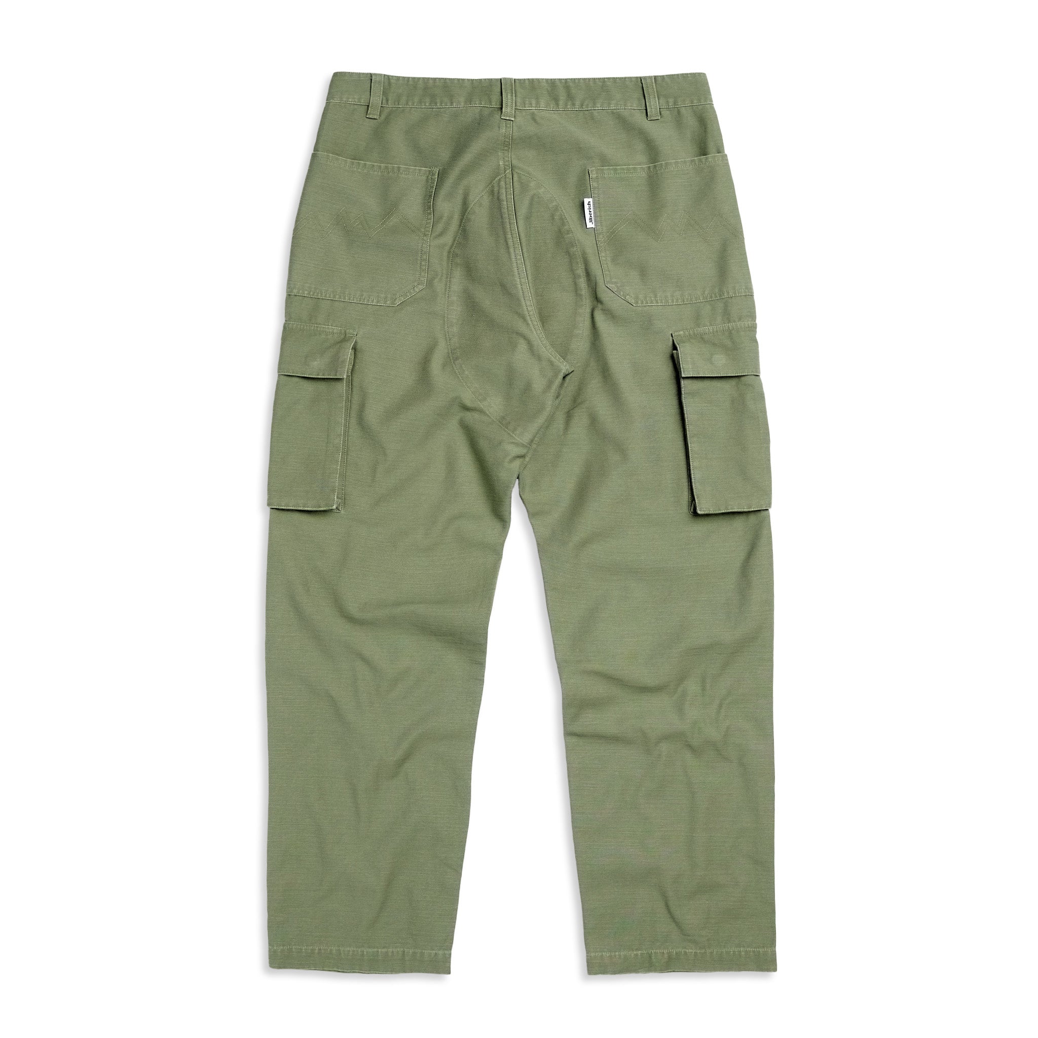 Washed Slub Cargo Pants Olive