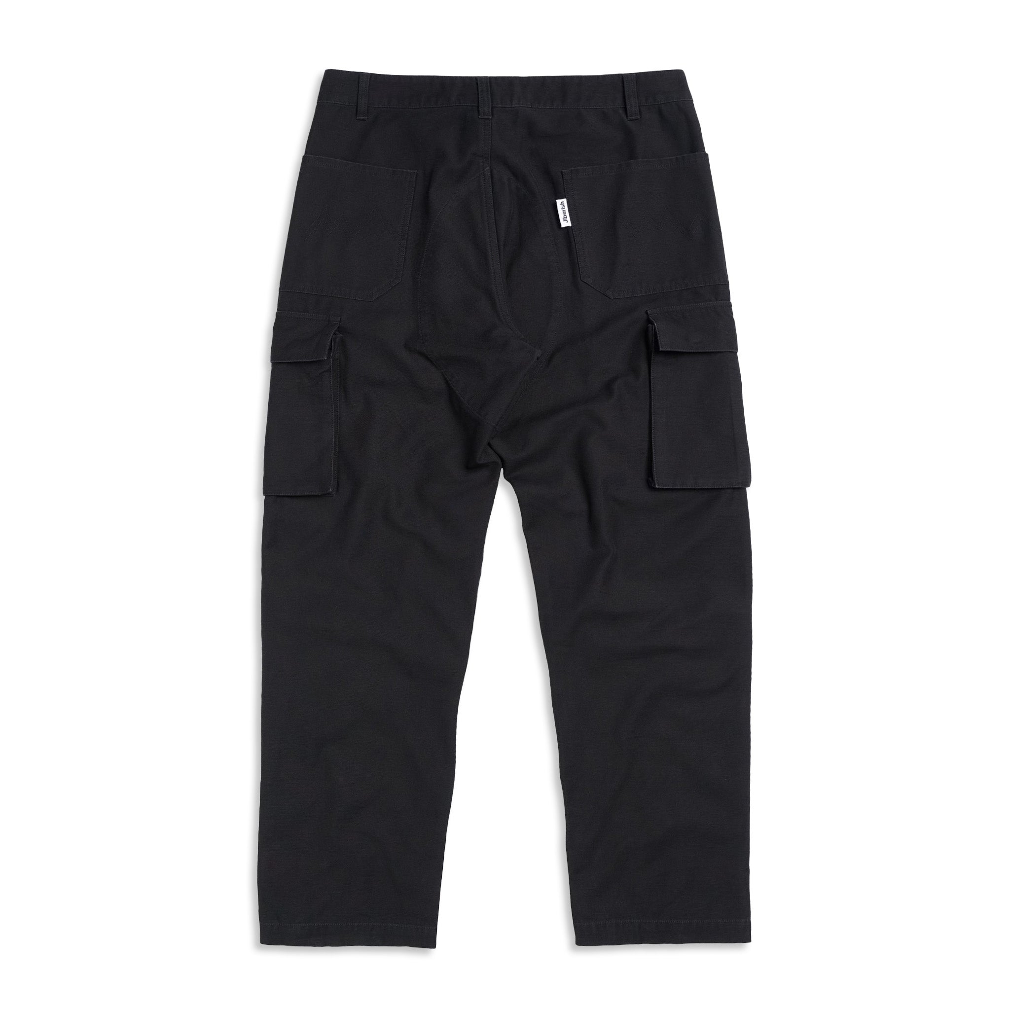 Washed Slub Cargo Pants Black