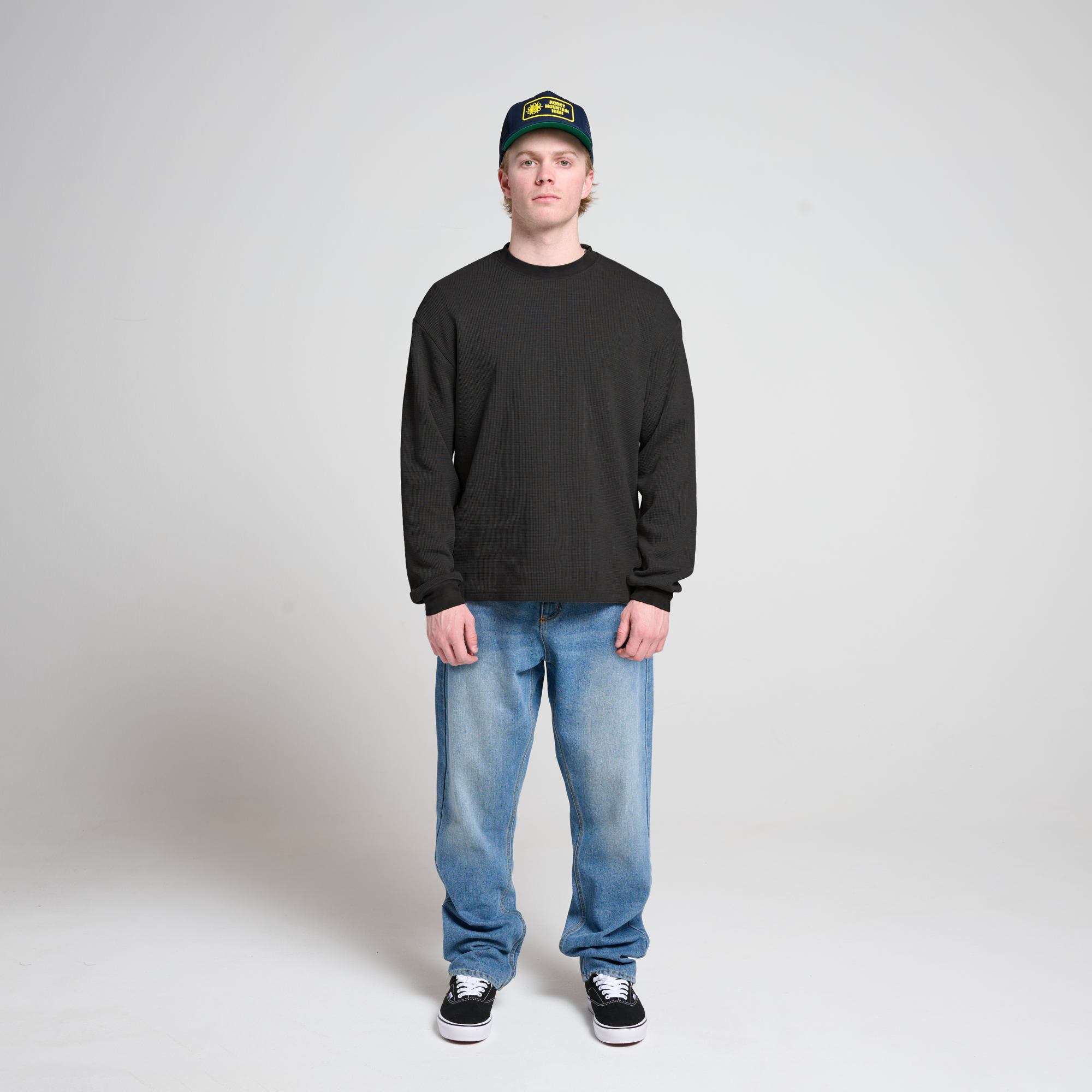 Washed Thermal Long Sleeve Charcoal